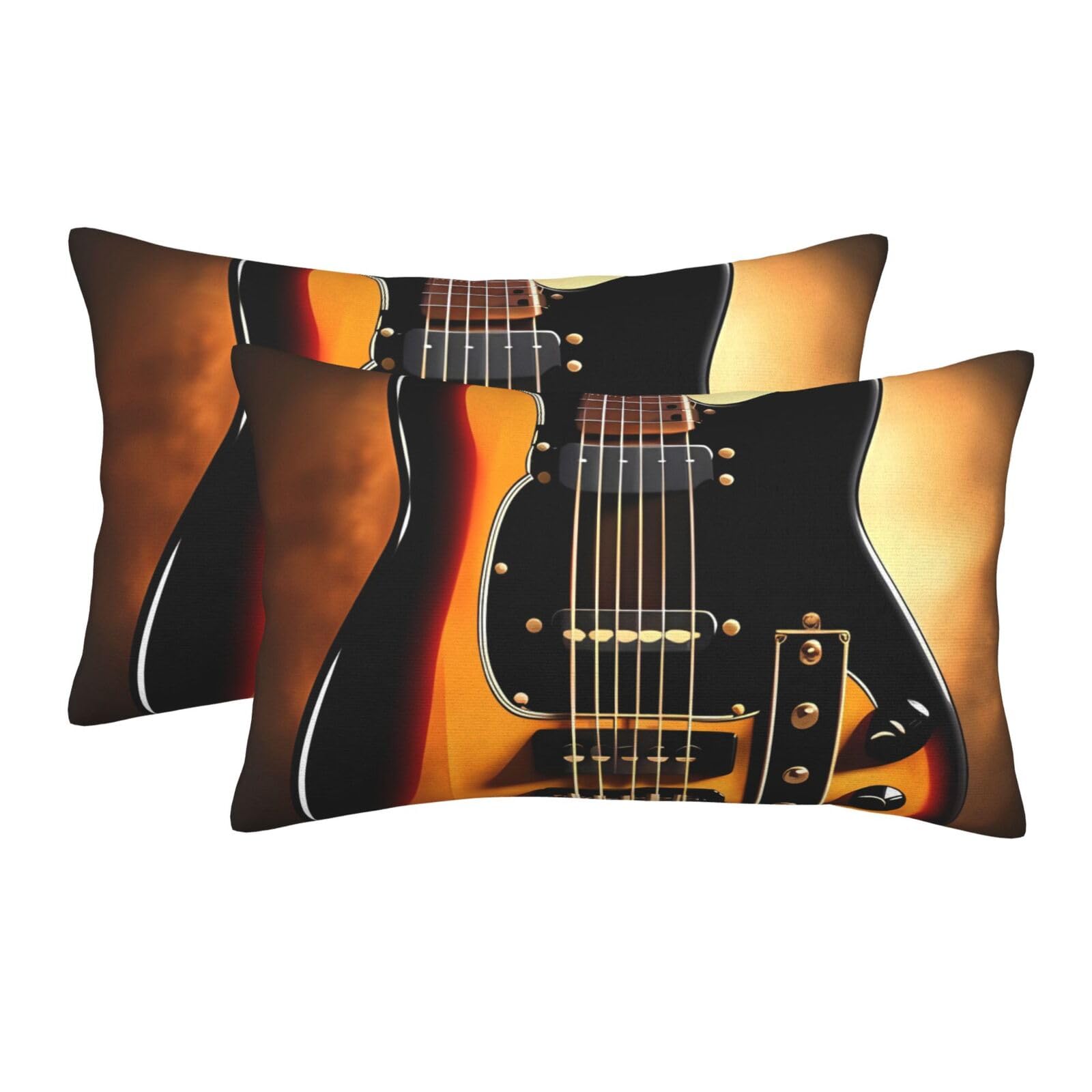 2 Pack Pillow Cases with Hidden Zipper, Soft Breathable Pillow Covers for Hair and Skin, Instrumental Guitar Pillowcases 20"x30" Bed Pillow Protectors Cover for Sleeping Gifts