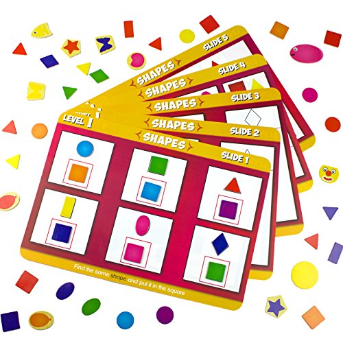 JQP Educational worksheets, 20 Double Sided Task Slides. Magnetic Shapes and Colors (120 Pieces) Creative Learning Program. Teaches Basic Concepts, Develops Fine Motor Control