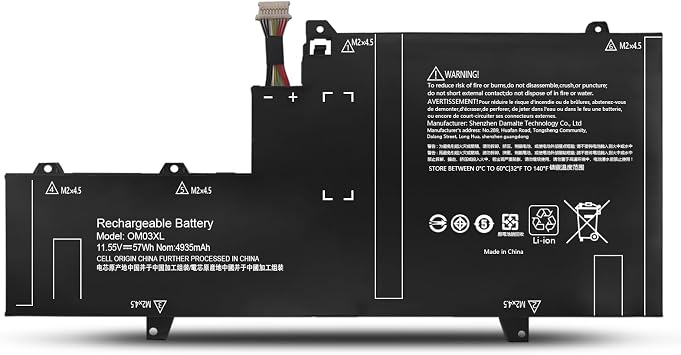 57Wh OM03XL Laptop Battery Replacement for HP EliteBook x360 1030 G2 OM03XL OMO3XL OM03057XL 863167-1B1 863167-171 863280-855 HSN-I04C HSTNN-IB70 HSTNN-IB7O 11.55V/4935mAh