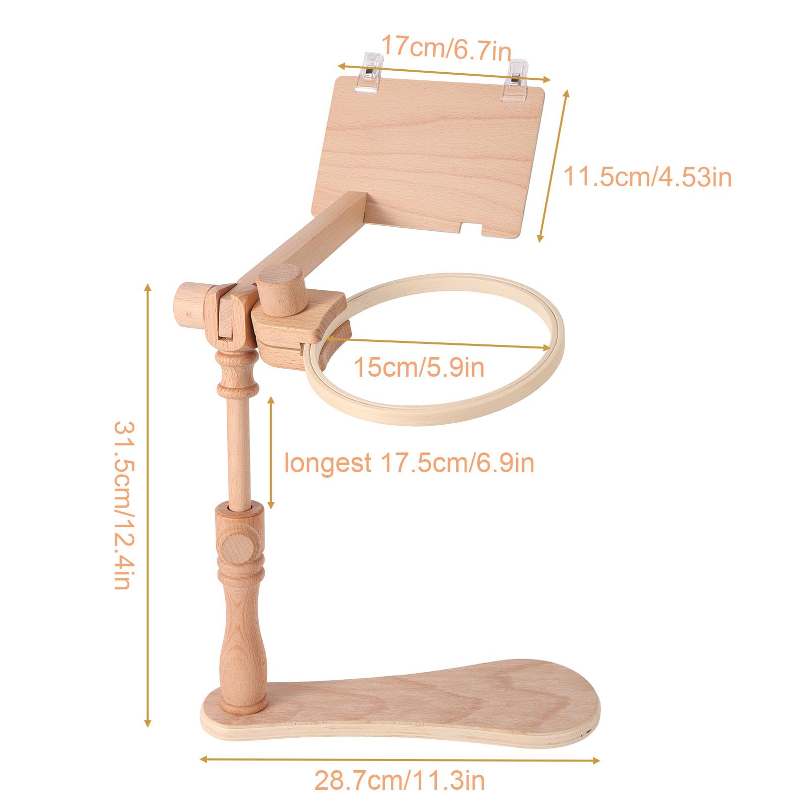 Supporto Telaio Ricamo Legno, Supporto Regolabile 360° Rotante per Telaio Ricamo Senza Mani per Struttura Seduta/Grembo Punto Croce Arazzo Progetti