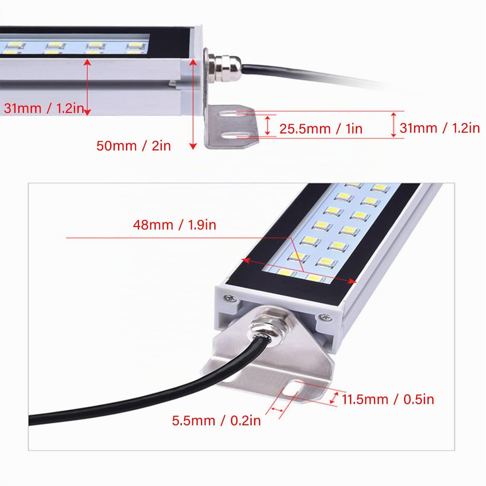 Luz de Trabajo LED, Máquina CNC Impermeable a Prueba de Explosiones Tubo de Luz LED, 20W 24V 36V Lámpara de Trabajo de Iluminación Industrial para Taller, Garaje, Taller de Fresado