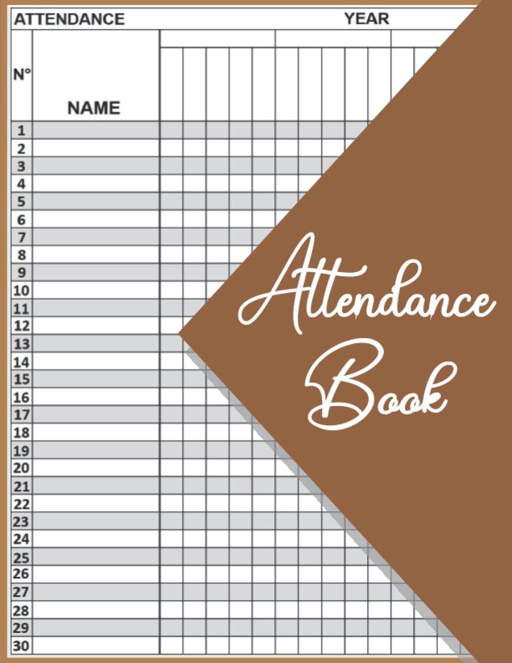 Buy Attendance Book Brown cover design Attendance Chart Tracker