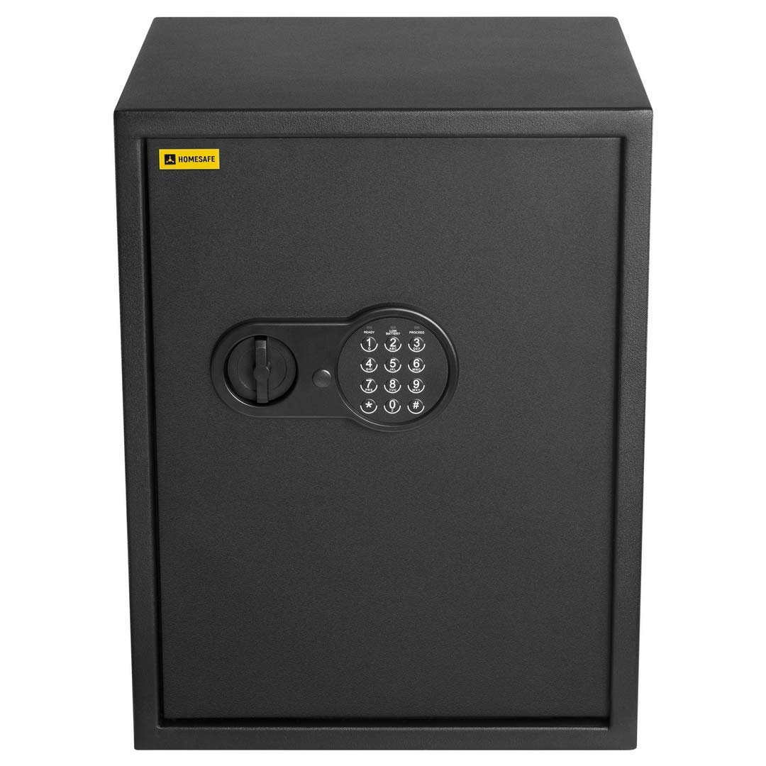 HomeSafe HV50E Cassaforte Piccola con Codice, 50x35x35cm (HxLxP), Cassaforte da Armadio Digitale con Combinazione Elettronica, Cassetta di Sicurezza per Soldi e Gioielli, Ideale per Uffici