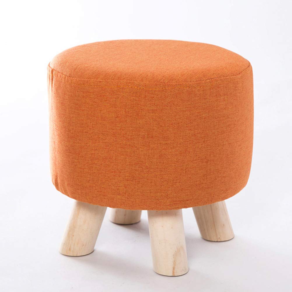 Pouf Repose-Pieds Cube Orange Moderne avec Structure Stable et Assise Confort