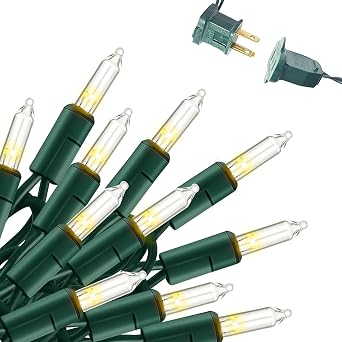 Afirst 21FT 100 Count Warm White Mini String Lights, Green Wire
