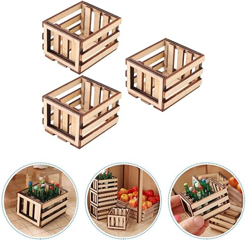 Miniatura 8 de 3 cestas de almacenamiento en miniatura para casa de muñecas, color marrón claro, mini cestas sintéticas para decoración de jardín de hadas,