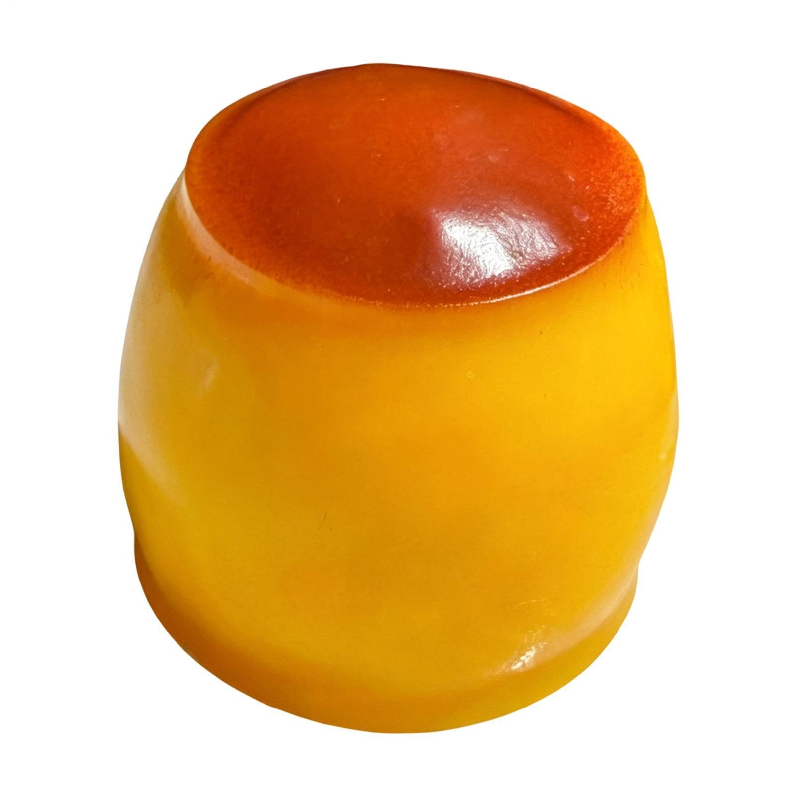 Crunchy Caramel Pudding Stress Ball, Bead Filled Sensory Squeeze Toy, 6x6cm, Realistic Dessert Squîshy, Anti Stress Fidget Ball, Non Rebound Soft Silicone Toy, For Kids Adults