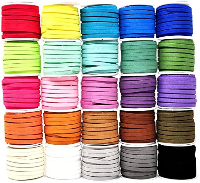 Mandala Crafts 138 Yards 5mm Heather Faux Suede Cord - Flat Faux Leather Cord for Jewelry Making Beading - Leather Cord Leather Lace for Necklace Bracelets