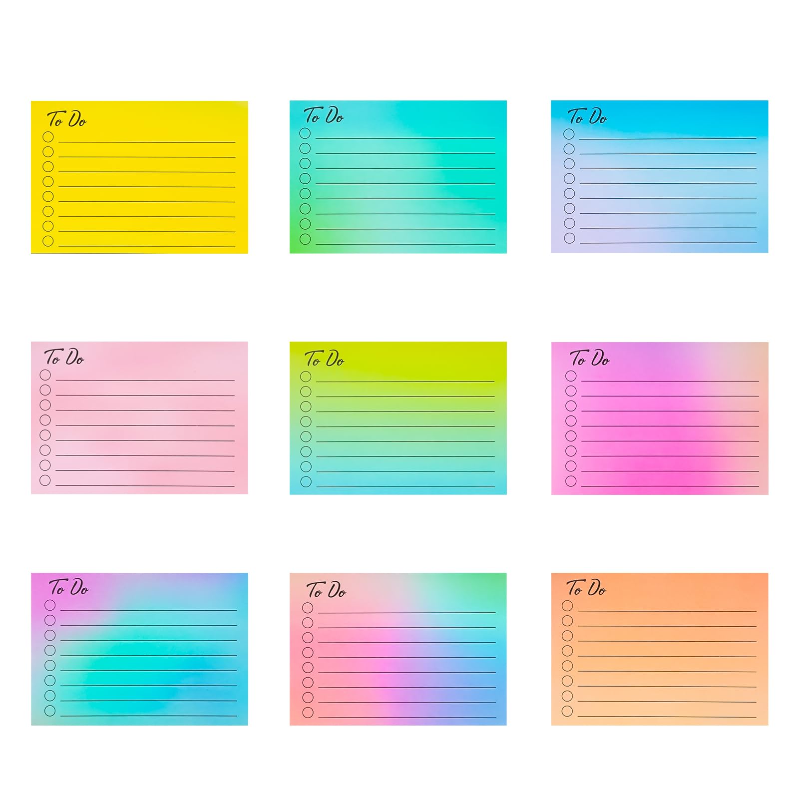 500 Notes Autocollantes To-Do List - 9 Couleurs - Adhésives Avec Lignes Pour Bureau École