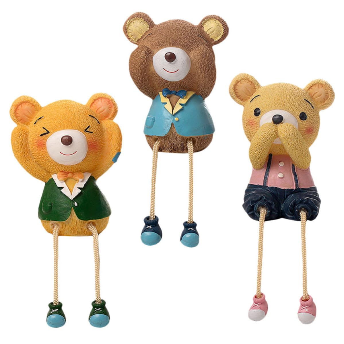 Lot de 3 poupées en résine ours idée cadeau créative bureau