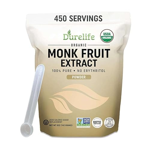 Durelife Edulcorante orgánico de fruta de monje 100% puro, sin eritritol, extracto de monje en polvo, proyecto orgánico sin OMG por USDA,