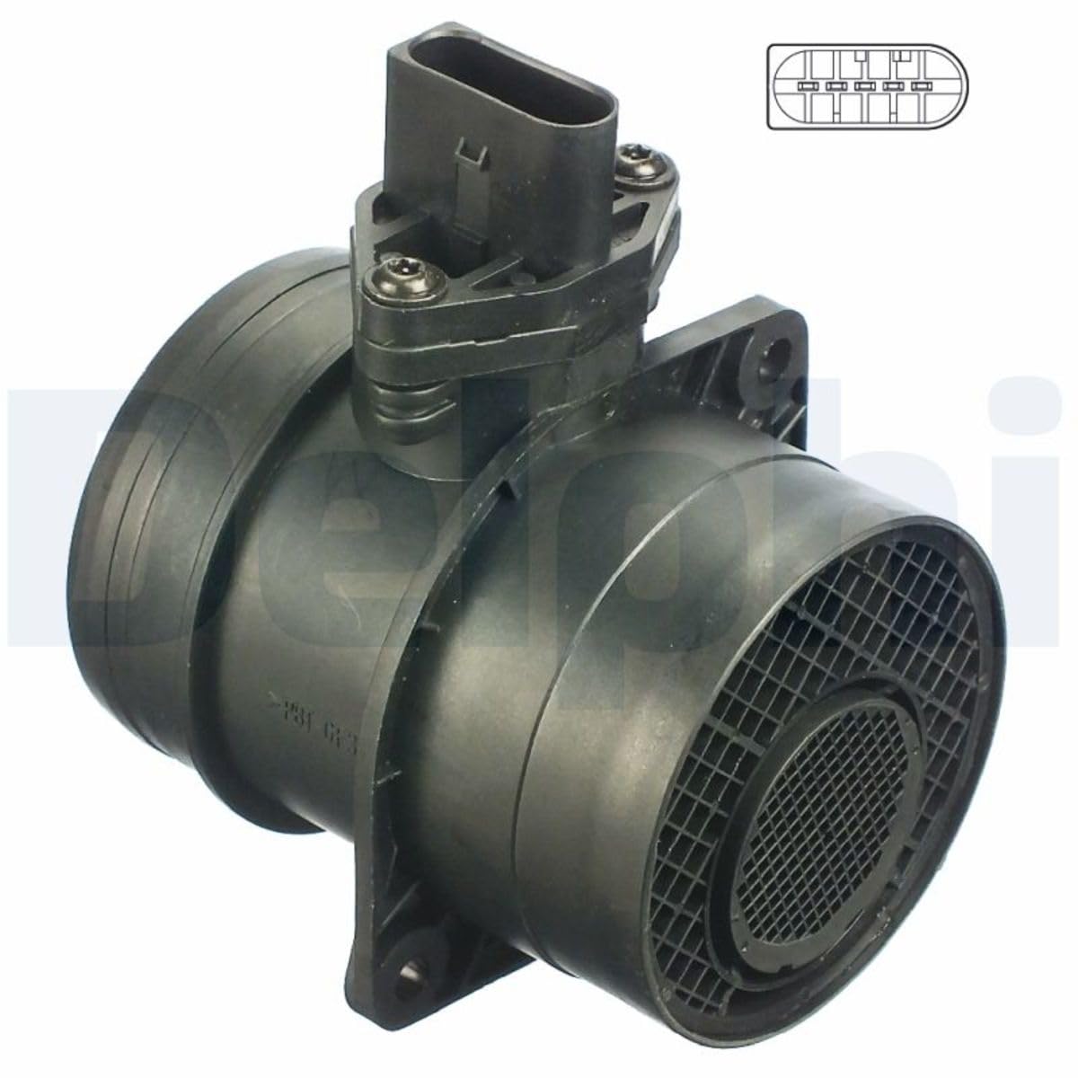 DELPHI Débitmètre d'air Nombre de contacts enfichables: 5 12V avec boîtier AF10251-12B1 Compatible avec VW Golf V 3/5 portes 1K1 Polo IV 3/5 portes 9N, 9A Touran I 1T1, 1T2 Passat B6 Variant 3C5