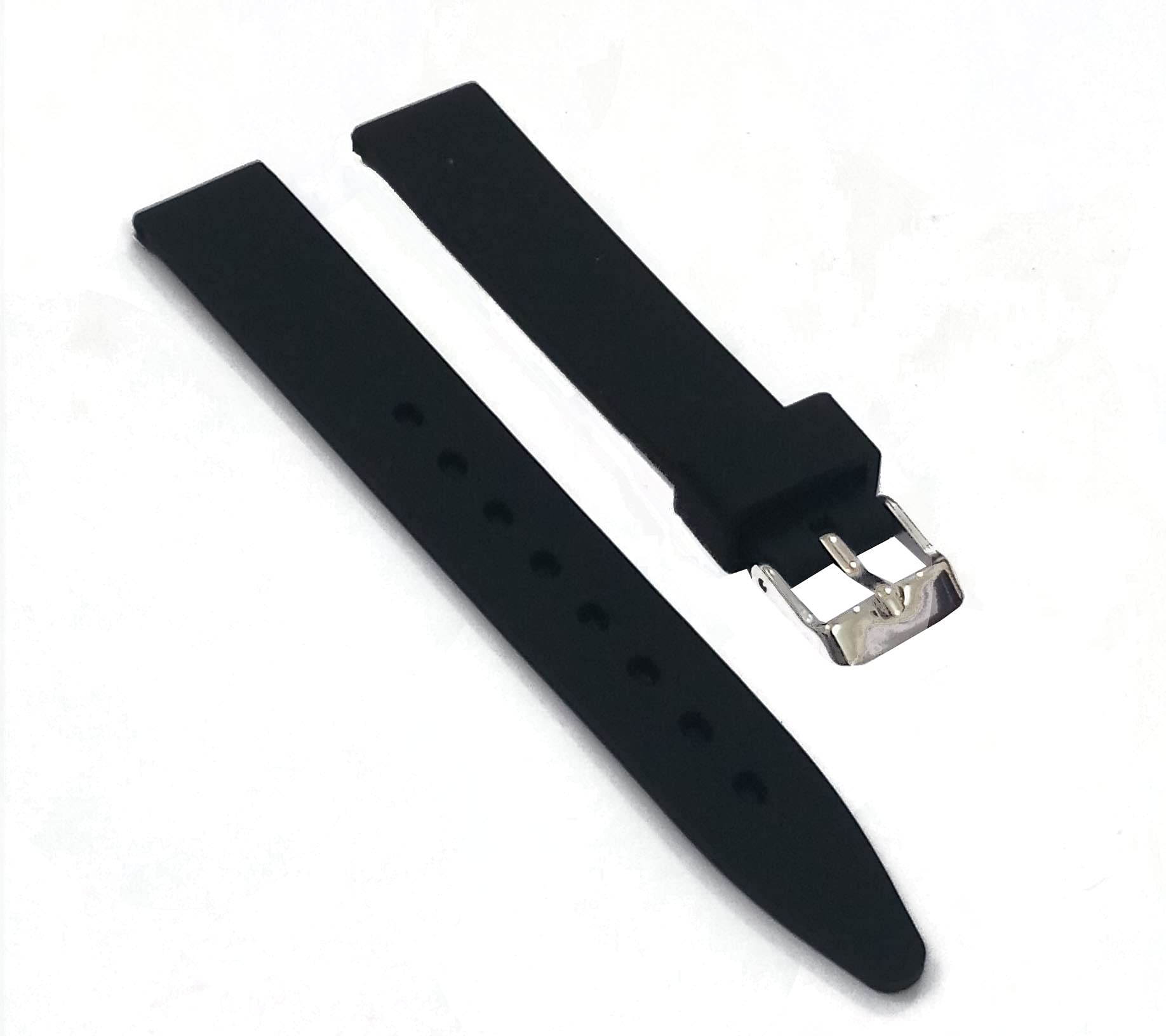 EWatchAccessories 14mm Silicone Rubber Watch Band Strap for Men and Women | Comfortable and Durable Material | Black Silver Pin Buckle (B09MBXX28K) Amazon Price History, Amazon Price Tracker