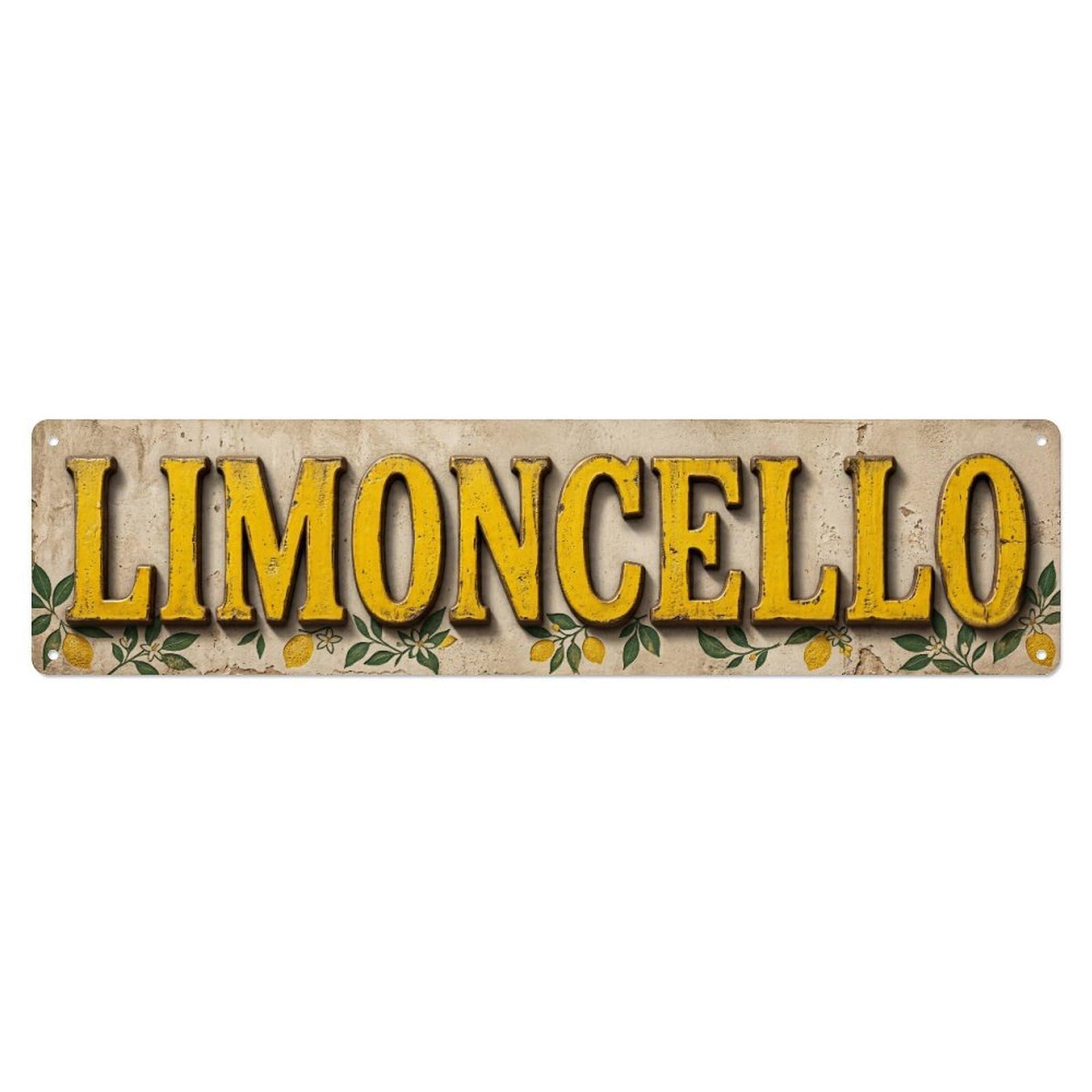 Limoncello Traditional Pressed Liqueur Metal Tin Skinny Sign Plaque Wall Decor for Cafe, Club Bar, Office, Home Garden Metal Poster 4x16Inch