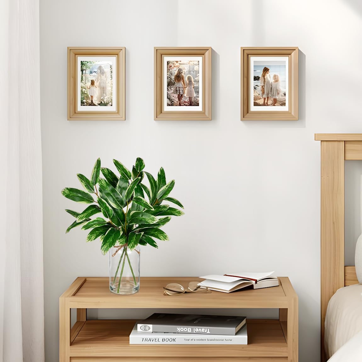 Artificial Eucalyptus Stems in Glass Vase with Faux Water, 13.8" Faux Plants Indoor Small Desk Plant, Silk Greenery Artificial Plants Indoor for Home Office Farmhouse Wedding Centerpiece Table Décor - Image 7