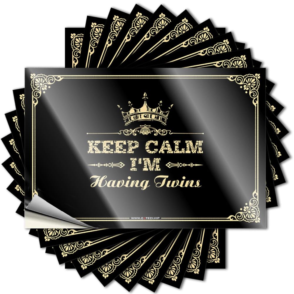 Bumper Mimosa Bar Decor Durable Vinyl - Keep Calm I'm Having Twins Waterproof for Bike Use(12X18CM)