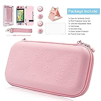 Vista 7 de Sakura - Kit de accesorios de transporte de viaje rosa, funda de transporte rosa compatible con Nintendo Switch. Funda protectora rígida rosa