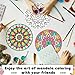 Kinlop 48 Pcs Fuzzy Mandala Coloring Cardstock 9'' Mini Coloring Cards Stress Relieving Mandala Pattern Poster Cards Dyeing Activity for Kids Adults