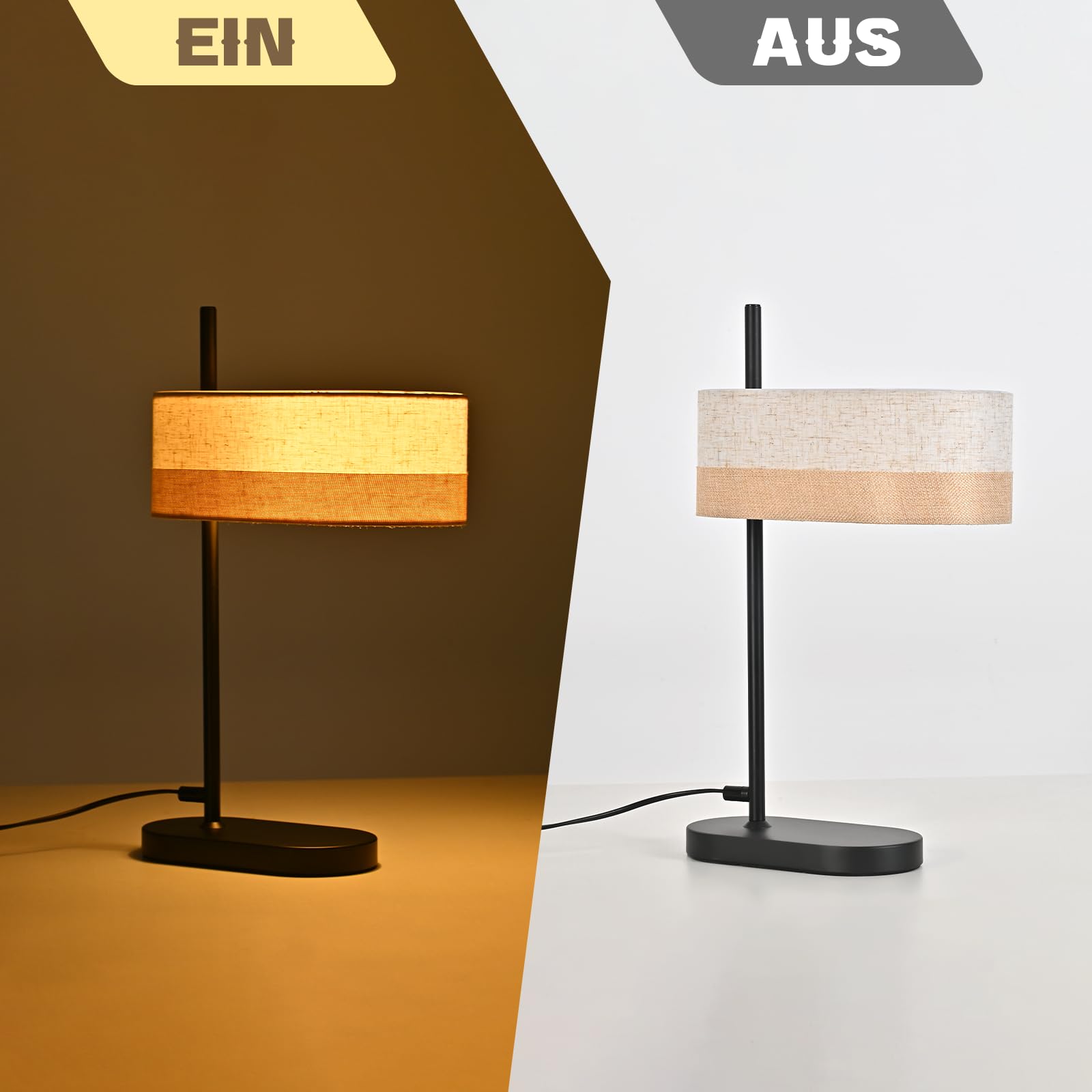 CBJKTX Tischlampe Wohnzimmer Tischleuchte Vintage 2er Set