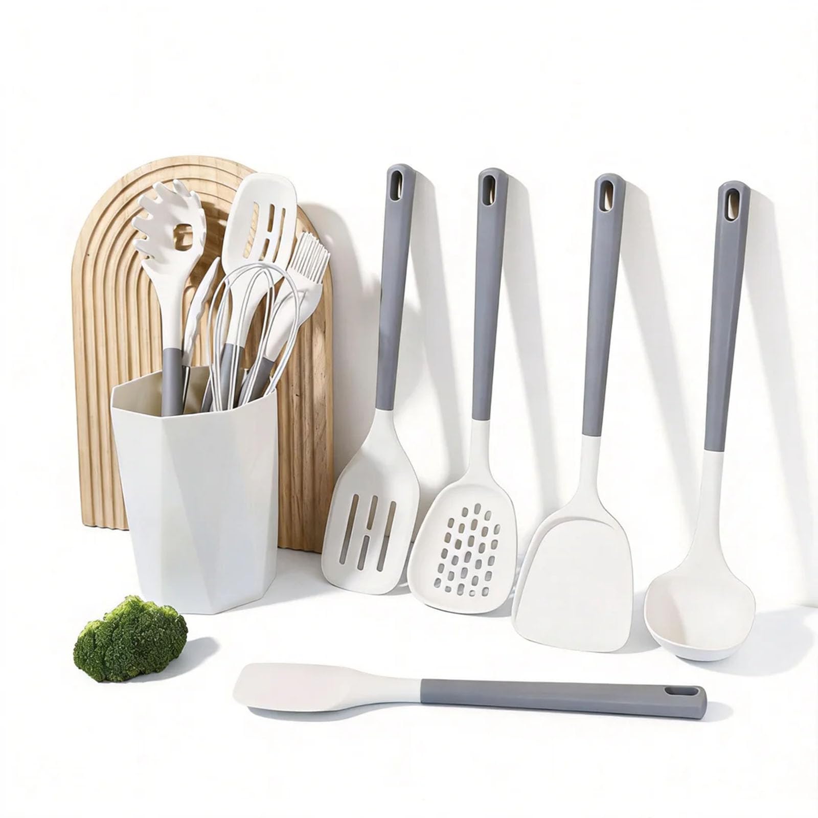 Küchenhelfer Set Silikon Kochutensilien Kochbesteck Set Mit Utensilienhalter Antihaft Kochset Küchenutensilien Spülmaschinenfest Mit Utensilienhalter 11-teiliges Multi-Colored,L
