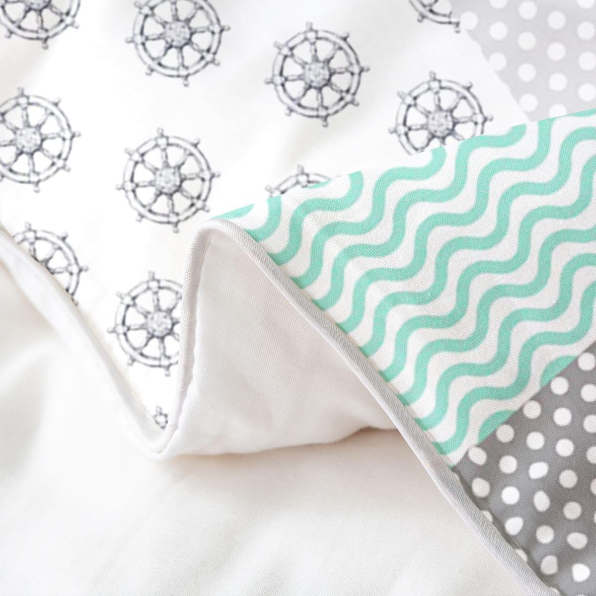 Feelyou Anchor Decor Bedding Set Queen Size Kids Ocean Nautical Voyage Comforter Cover Set for Boys Girls Sailboat Printed 100% Cotton Duvet Cover Marine Themed Bedspread Cover Room Decor Quilt Cover