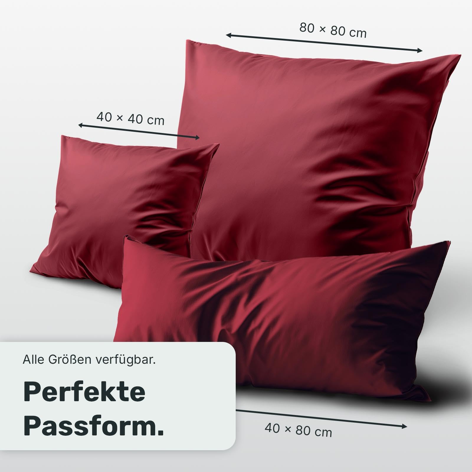 twenty:three® | Kissenbezug (2X) 40x80 cm Biking Red - 100% Tencel™ Lyocell (Lyocellfasern) - Kissenhülle, Kopfkissenbezug, Reißverschluss, Ultraweich, Hochwertig, Ganzjährig