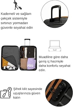 3'lü Valiz Seti Büyük Boy - Orta Boy - Kabin Boy Siyah-Taba 1168
