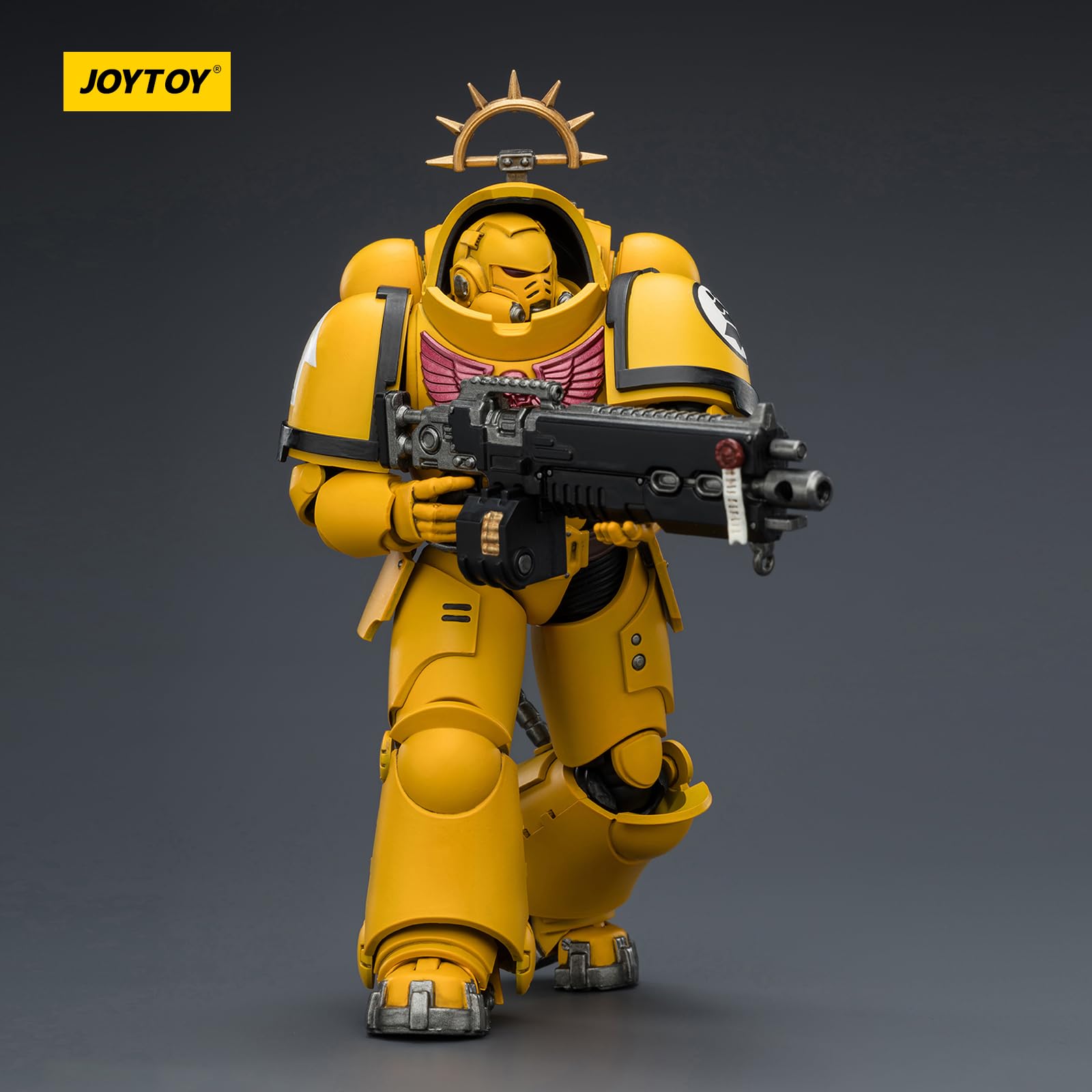 JOYTOY Warhammer 40k Space Marine 2, Game Edition Imperial Fists, intercesor pesado con rifle de perno pesado y pistola de perno 1/18, figura de acción para coleccionar y mostrar modelo