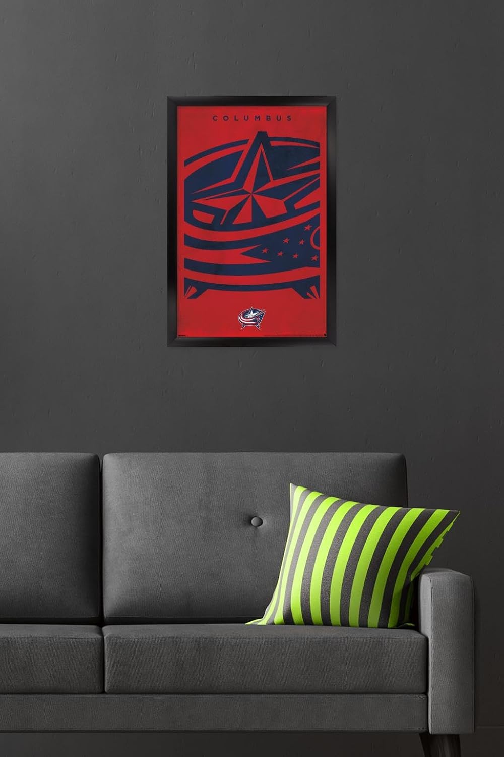 Trends International NHL Columbus Blue Jackets - Logo 25 Wall Poster, 22.4L x 14.7W, Black Framed Version - Image 6
