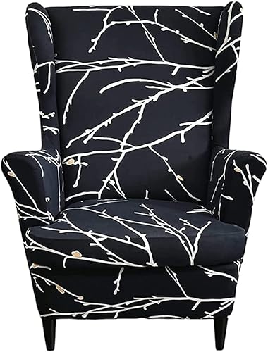 Eco-Ancheng Funda para silla Wingback, 2 piezas, respaldo de ala, fundas de elastano para sillón con respaldo de ala, fundas para sillón con parte