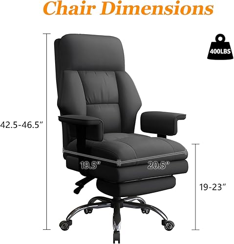 Miniatura 2 de Silla de oficina con reposapiernas, silla de oficina ejecutiva de cuero con respaldo alto con ruedas, sillas de escritorio ergonómicas con soporte