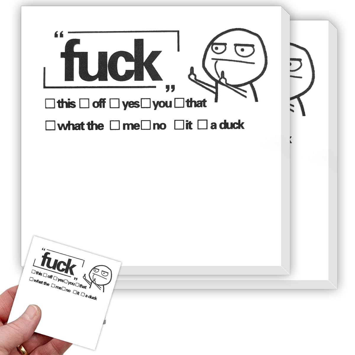 Funny Fuck Sticky Notes for Work, Novelty Memo Pads Sticky Note, Middle Finger Sticky Notes for Adults, Office Desk Accessory Gifts for Co-Workers, Friends, Boss, Funny Office Supplies (100 Sheets)