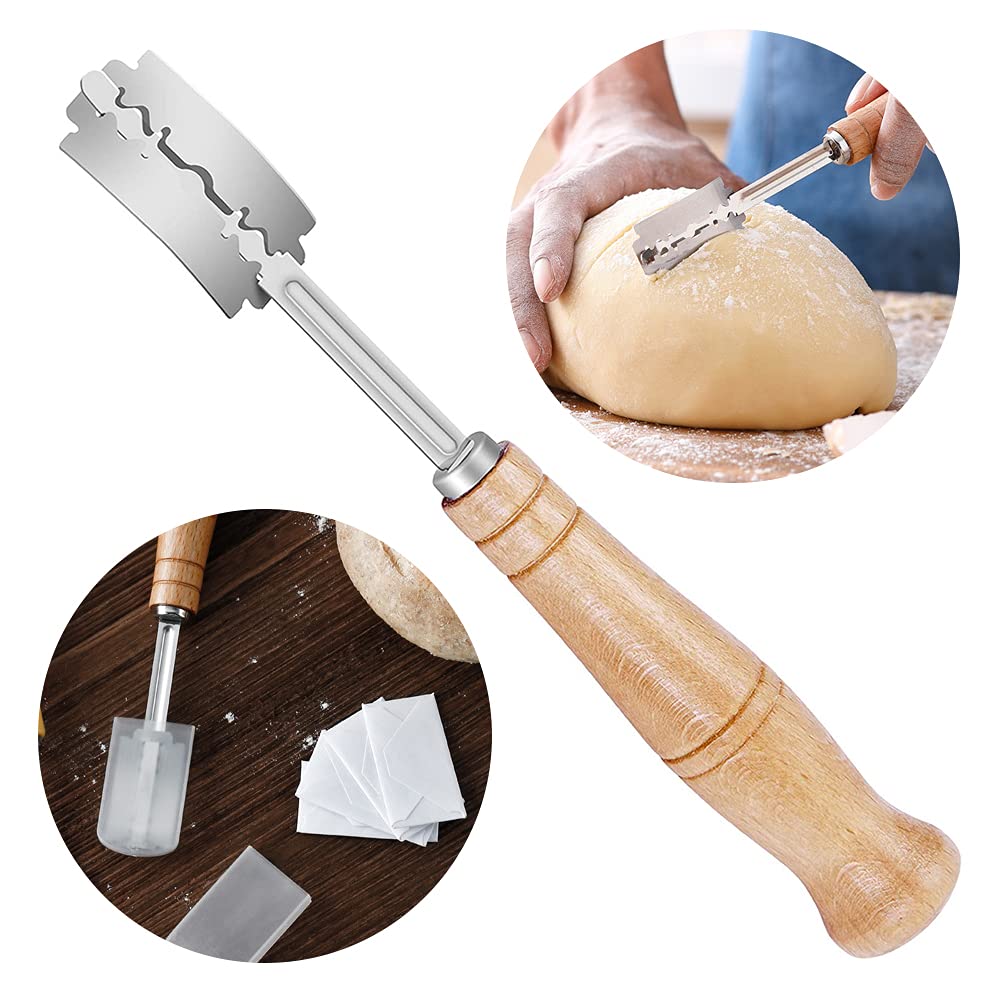 Cuchillo de panadero，Herramienta de corte de pan Cuchillo para masa Cuchillo de pan con 10 cuchillas de afeitar，para DIY Pan Masa Hornear Cocina