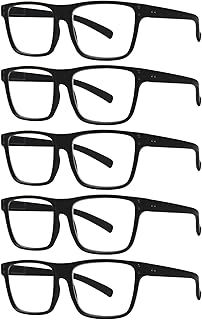 Kerecsen 5 Pack Oversized Reading Glasses Blue Light Blocking Square Large Frame Readers for