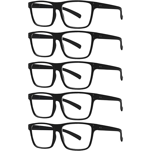 Kerecsen 5 Pack Oversized Reading Glasses Blue Light Blocking Square Large Frame Readers for Men and Women