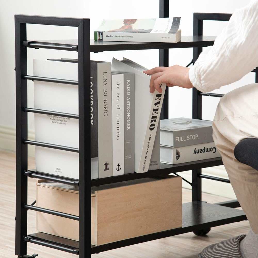 Amazon.co.jp: パソコンデスク キャスター付きで移動可能ラック付き