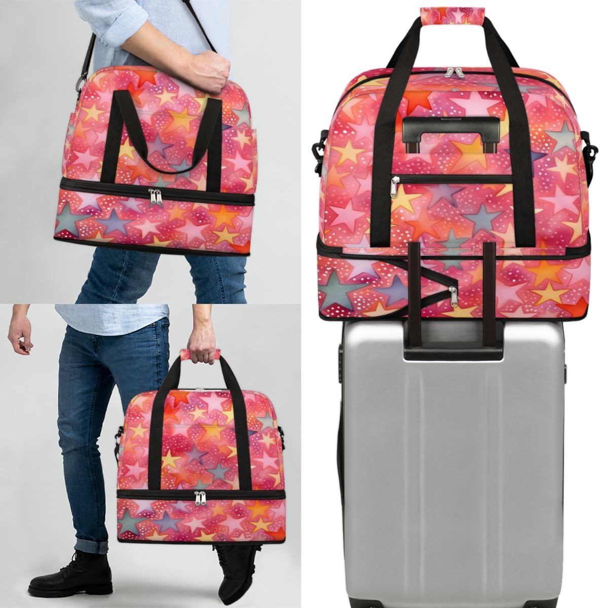 QsirBC Funny Romance Gym Bag for Women Duffle Tote with Shoes Compartment Men Weekender Duffel for Dance Travel Sports Swimming Overnight