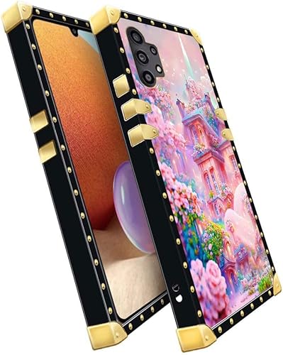Miniatura 4 de Funda compatible con Samsung Galaxy A32 4G, castillo rosa para mujeres y niñas, TPU suave a prueba de golpes, funda cuadrada protectora para Samsung