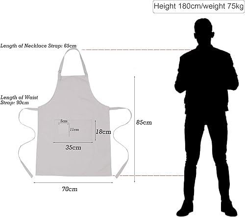 Miniatura 3 de Delantal babero, delantales de cocina de algodón de lona 100% algodón