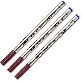 Schmidt 5888 Writing Medium Tip Point (0.7mm) Blue Ink Metal Tube Stainless Steel Tip Safety Ceramic Roller Ball Refill - 3 Pack