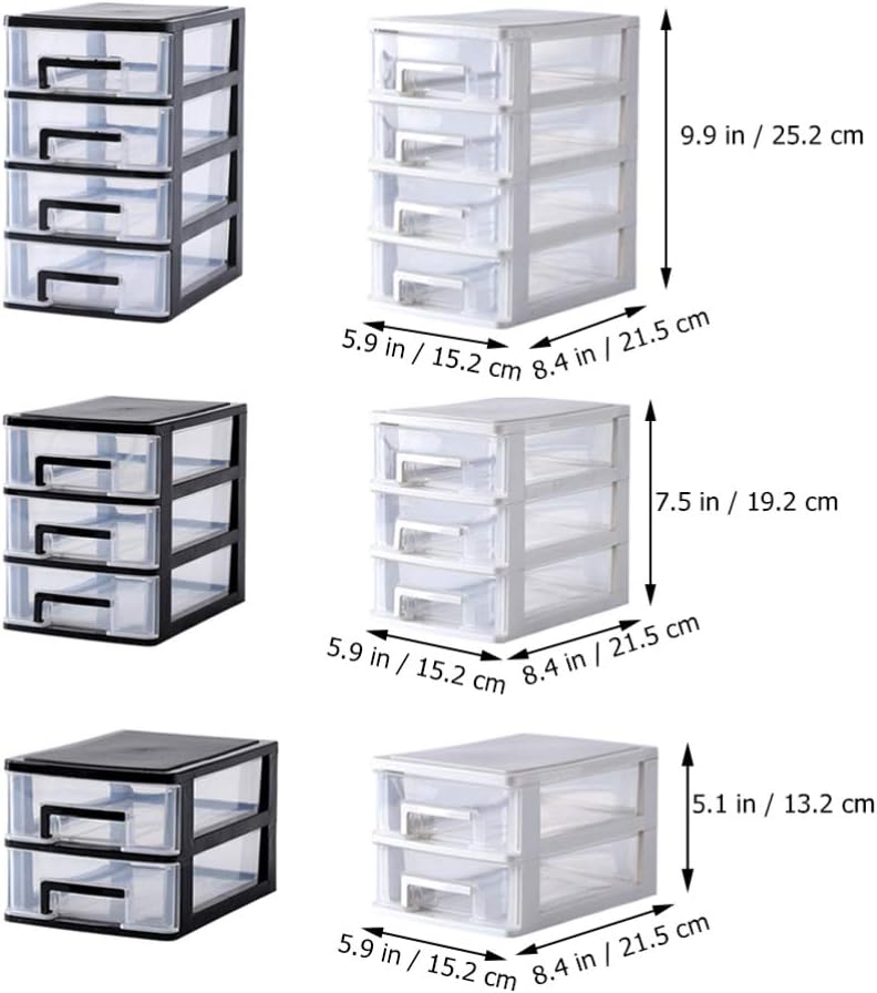 STOBOK 3 Layers Transparent Plastic Drawer Storage Box Organizer for Cosmetics Desktop Sundries Holder Compact Storage Solution