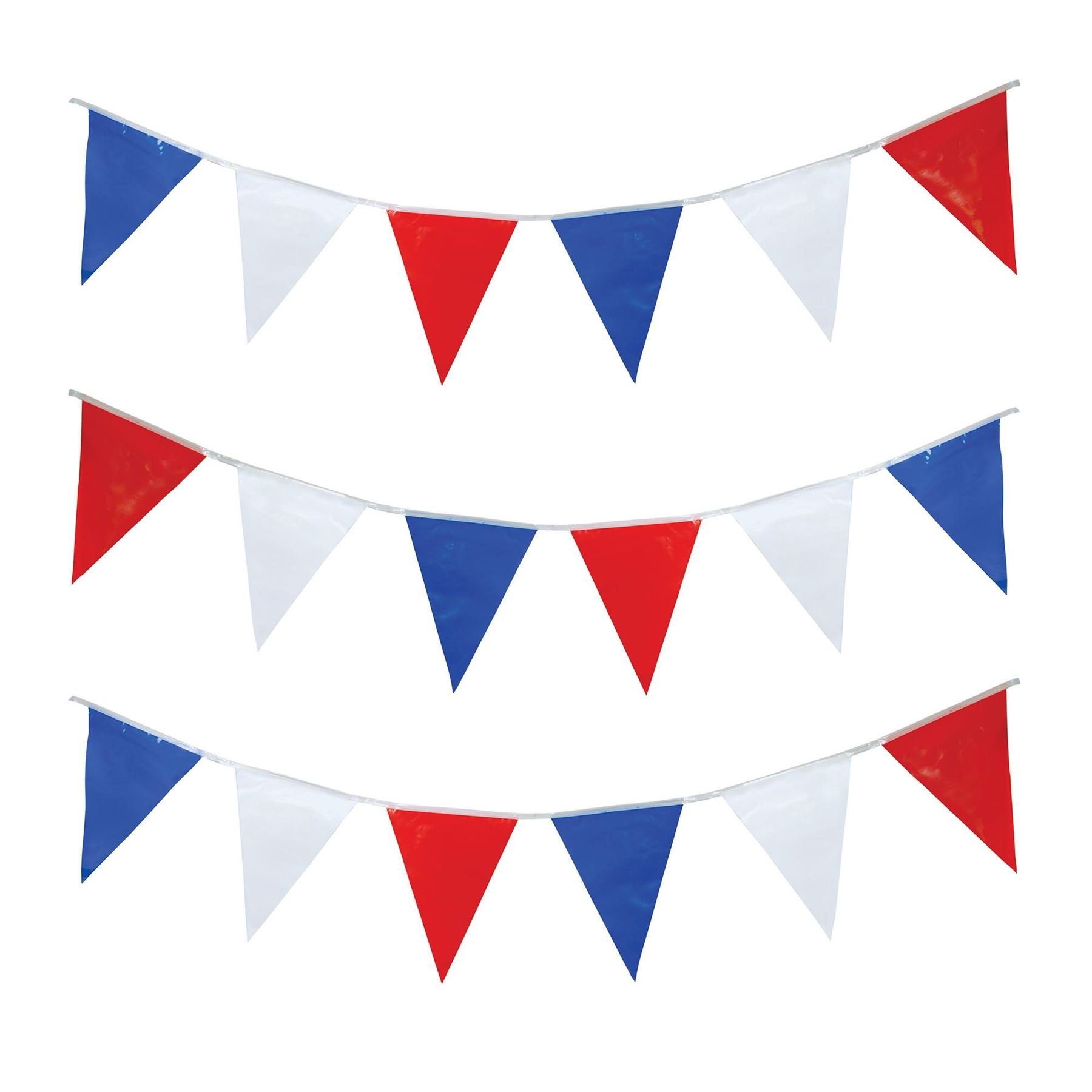 SHATCHI 20M Red White and Blue Bunting Garland Union Jack Banner Party Decorations Supplies Sporting Events Pub Bbq Royal Theme French USA 40 Flags