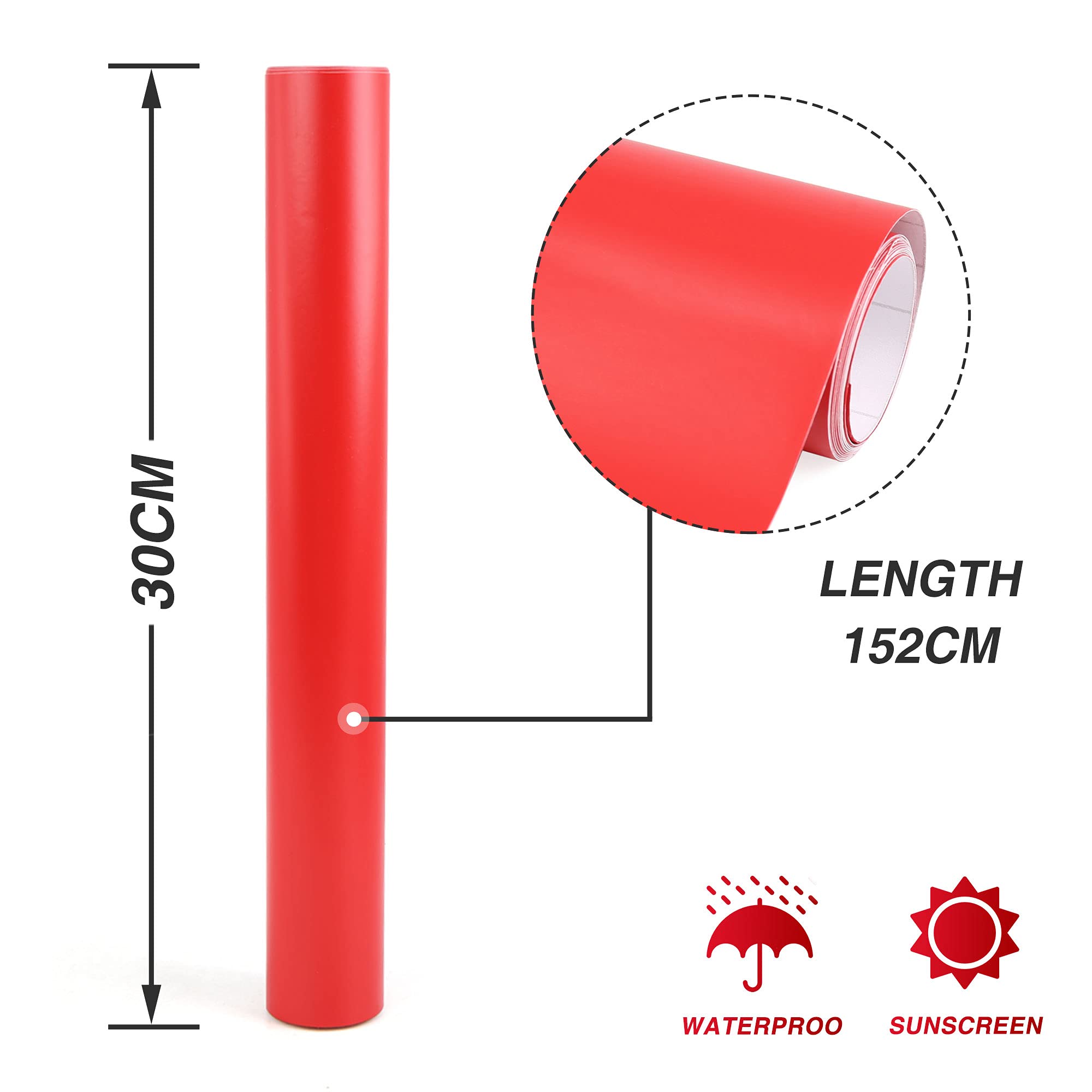 Autocollant Bumper Rouge Mat - Personnalisable, Auto-adhésif, Pour Voiture, Van, Vitres - Offre 1 Acheté = 1 Gratuit