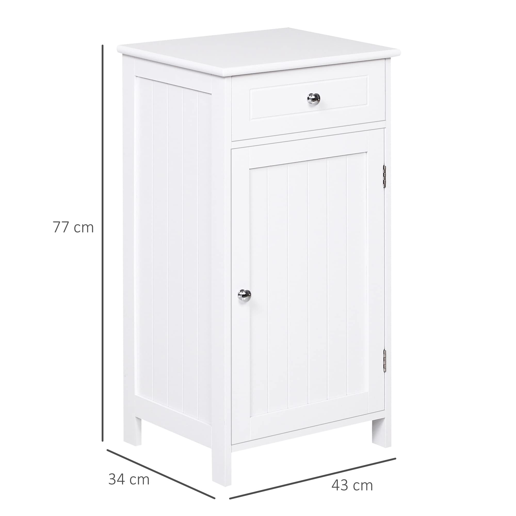 kleankin Mobiletto Armadietto 2 Cassetti, Mobile Bagno Design Anti-Ribaltamento da Bagno in MDF, 43x34x77 cm, Bianco