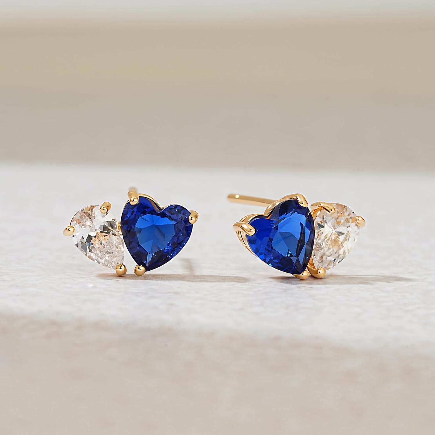 MEVECCO Gold Heart Earrings Studs for Women 18K Gold Plated Crystal Cubic Zirconia Earrings Handmade Ear Jewelry Gifts for Her - Image 5