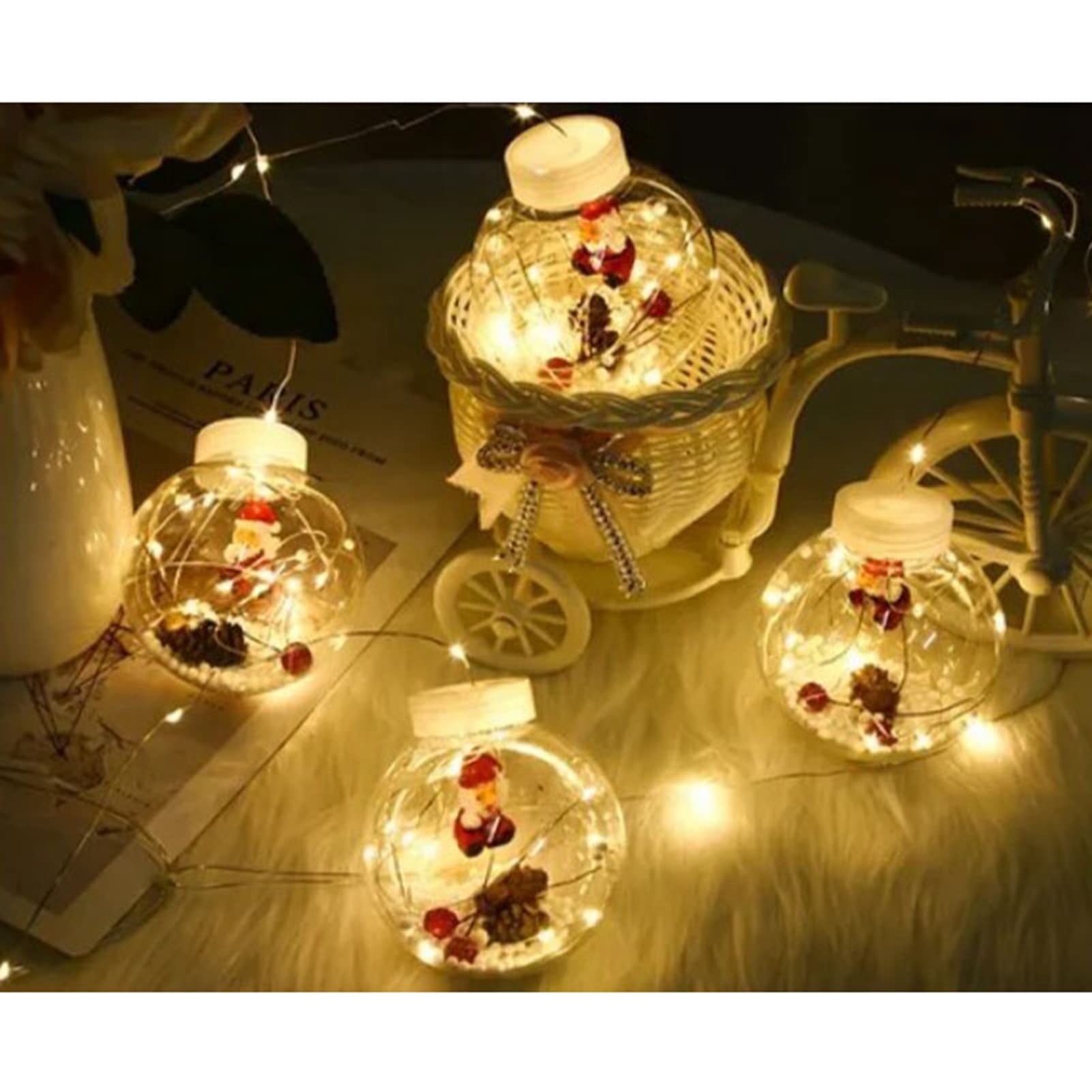 Luci a Forma di Globo Luci a Forma di Babbo Natale Lunghezza 3,3 M Alimentate a Batteria Luci Natalizie in PVC per Giardino di Matrimoni per Feste in Casa
