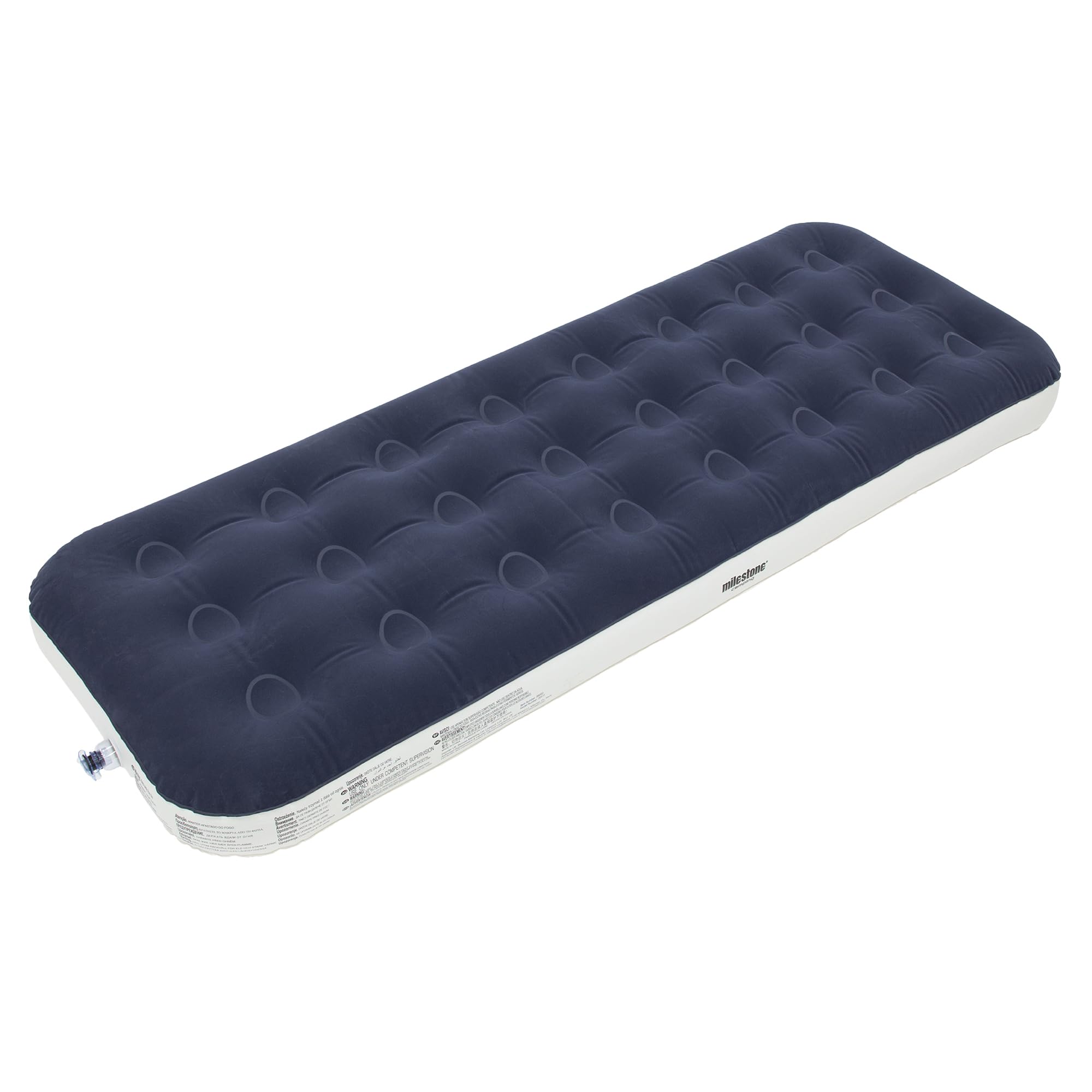Milestone Camping 88109 Single Airbed/Easy Inflate & Deflate Flocked Design/Camping, Festivals, Sleepovers & Family Gatherings