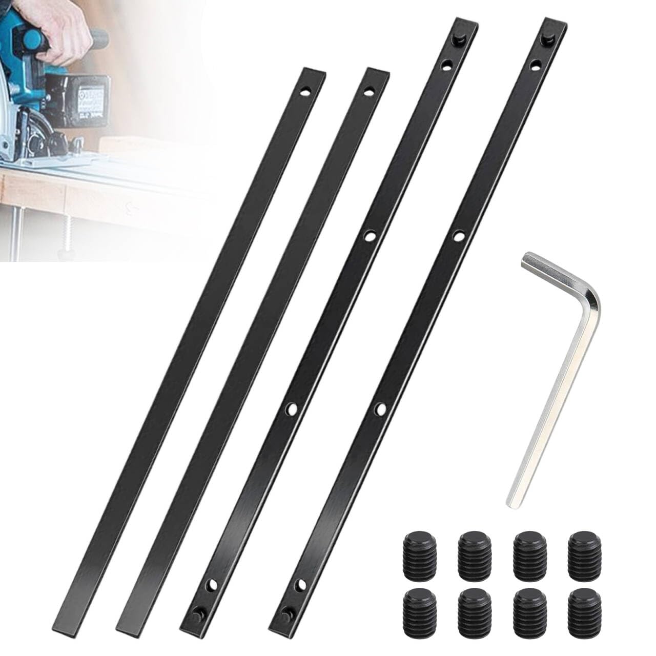 Rail de Guidage Pour Makita Kit, 4Pcs Guide Rail Compatible Pour P-45777 | Connecteurs de Rail de Guidage Scie Circulaire pour Festool und Makita pour Rail Droit Rail Coudé Rail Carré à Rideaux