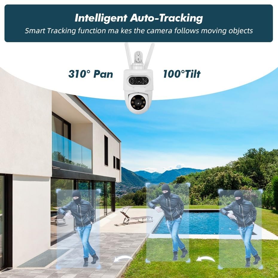 Caméra extérieure WiFi PTZ à Double Objectif 10MP 5K