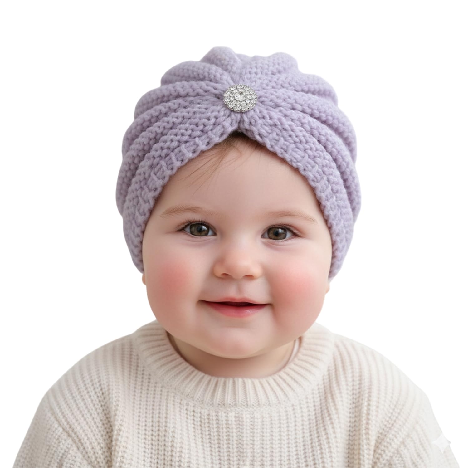 syga Baby Winter Knitted Hat Children RABIT Ears Warm Wool Baby Cap Bowknot Turban Cap for 0-3 Year-picture-10